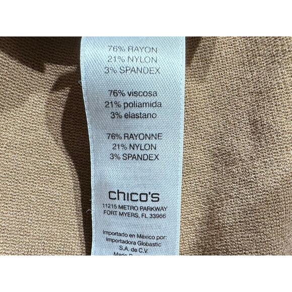 Chicos Ponte Knit Ankle Pants Size 1.5 (32x26) Camel Brown Faux Pockets Hem Slit - Picture 4 of 10